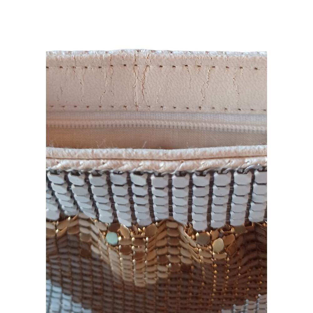 Vintage Elka Metallic Mesh Purse Gold Silver White Disco Clutch Bag 8x6 inches - Picture 6 of 8